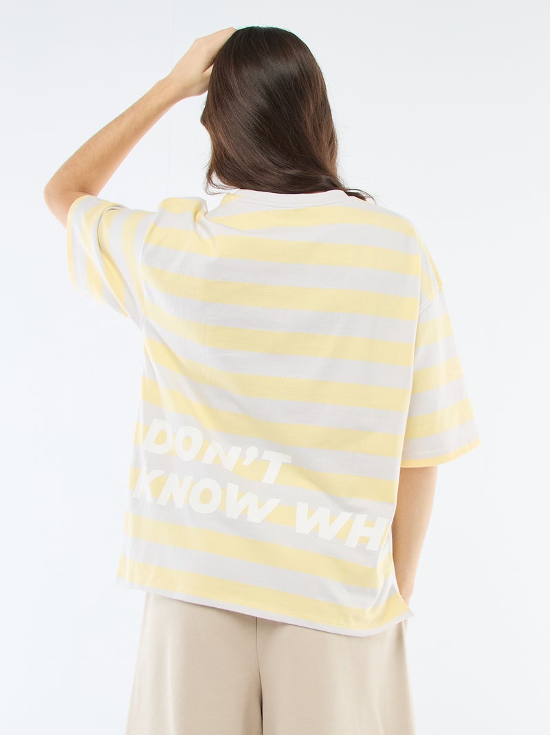 T-shirt met brede strepen Grijs - Kiabi