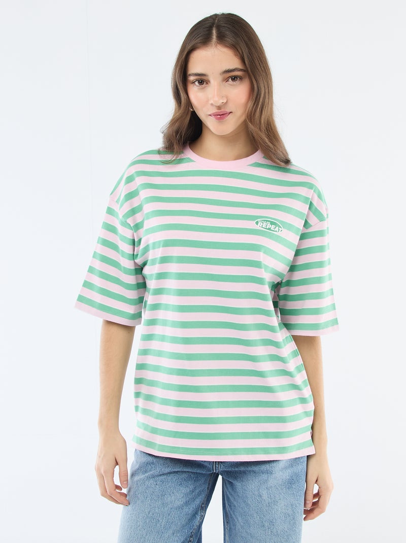 T-shirt met brede strepen Rose - Kiabi