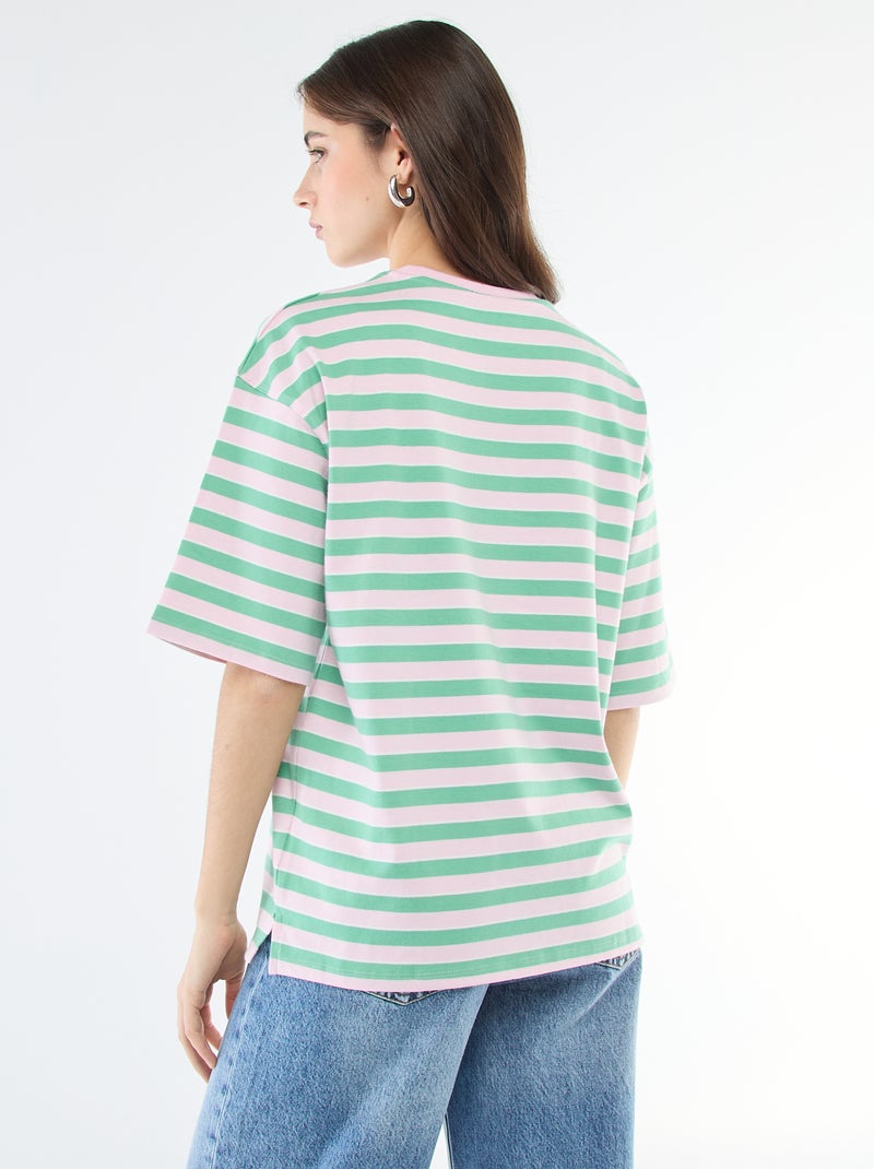 T-shirt met brede strepen Rose - Kiabi