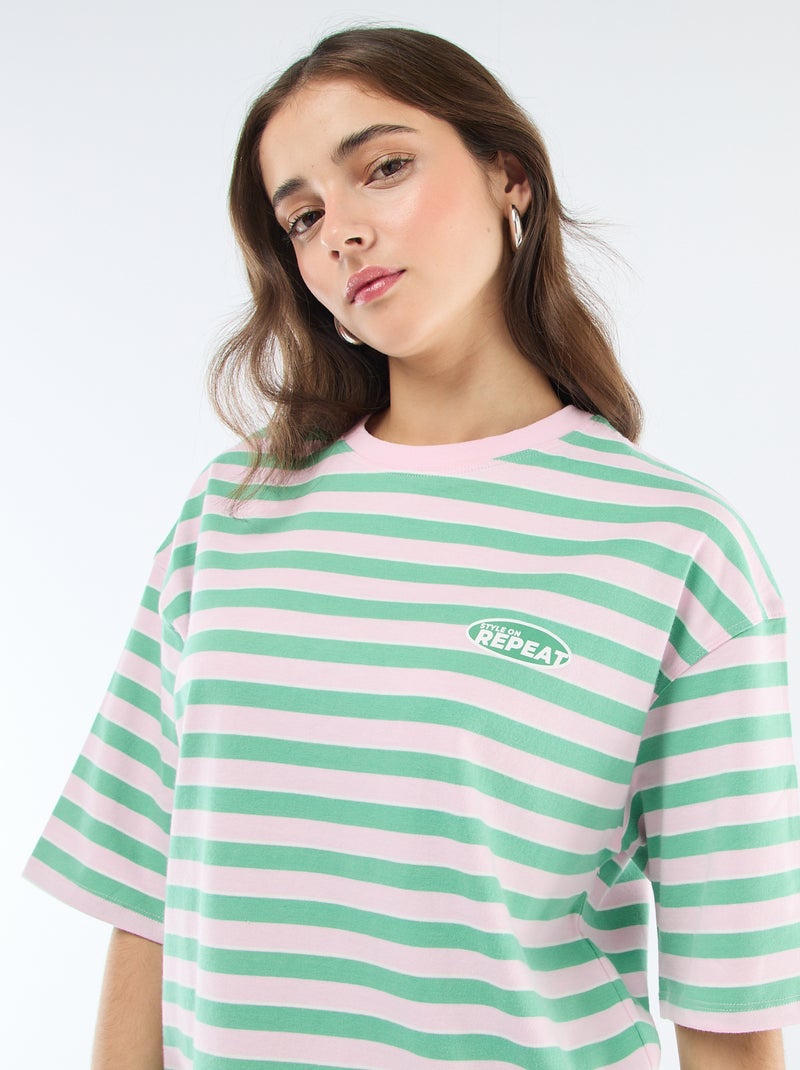 T-shirt met brede strepen Rose - Kiabi
