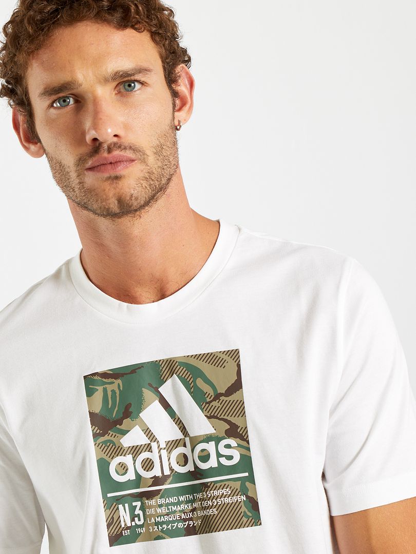 T-shirt met camouflagelogo 'adidas' WIT - Kiabi