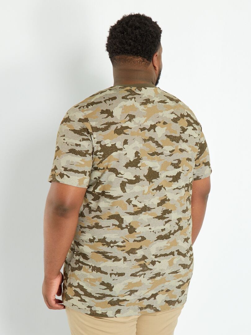 T-shirt met camouflageprint KAKI - Kiabi