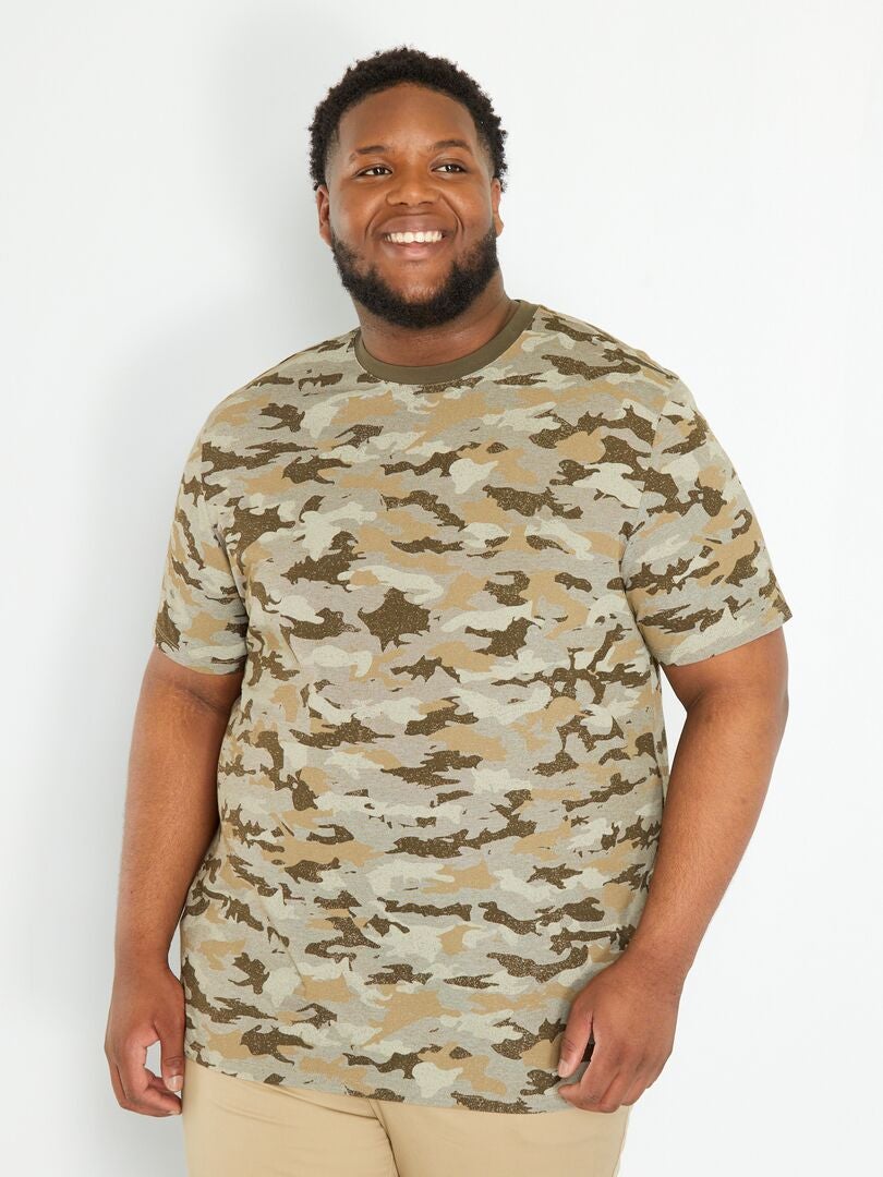T-shirt met camouflageprint KAKI - Kiabi