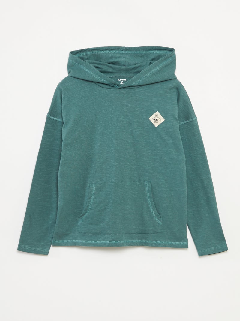 T-shirt met capuchon en lange mouw Groen - Kiabi