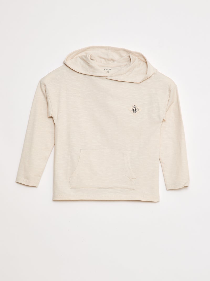 T-shirt met capuchon en lange mouw Wit - Kiabi