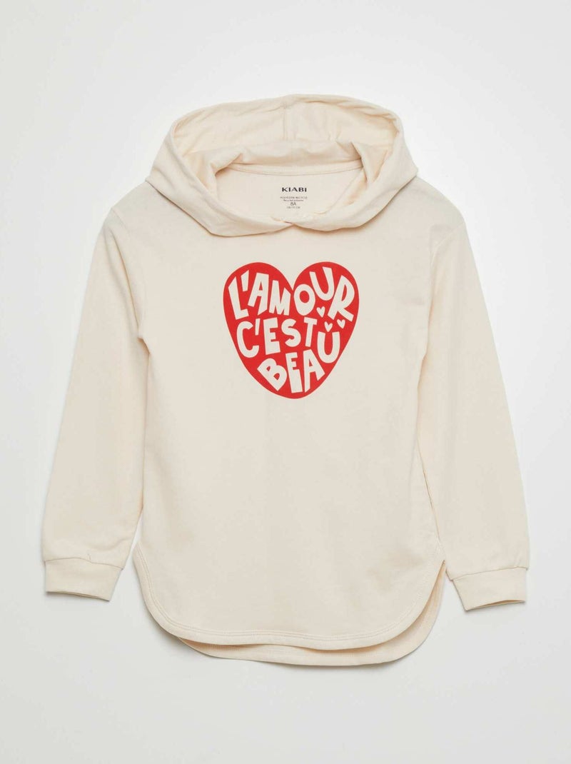 T-shirt met capuchon en print WIT - Kiabi