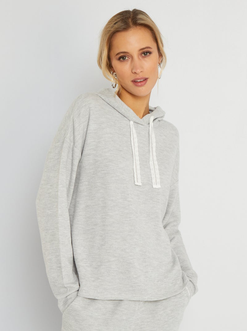 T-shirt met capuchon in sweaterstijl GRIJS - Kiabi