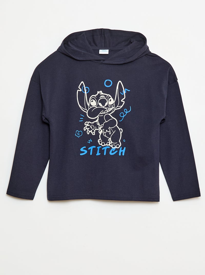 T-shirt met capuchon 'Stitch' Blauw - Kiabi