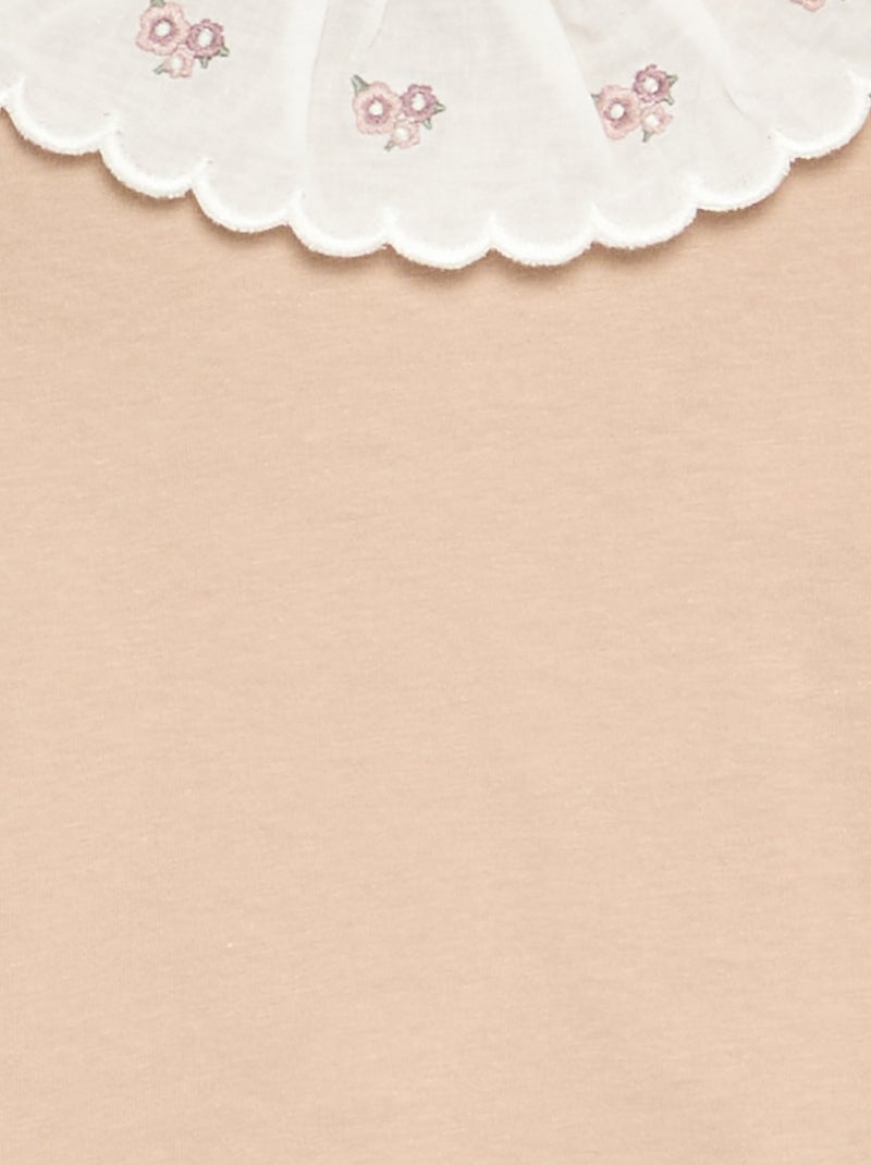 T-shirt met Claudine-kraag Biege - Kiabi
