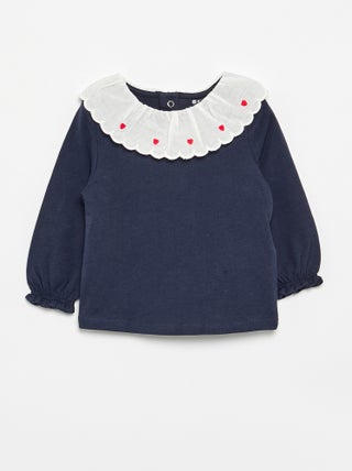 T-shirt met Claudinekraag