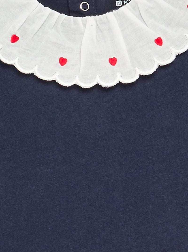T-shirt met Claudinekraag Blauw - Kiabi