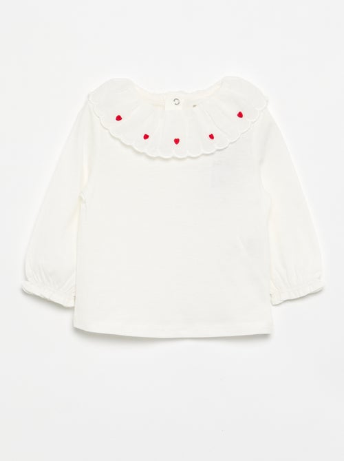 T-shirt met Claudinekraag - Kiabi