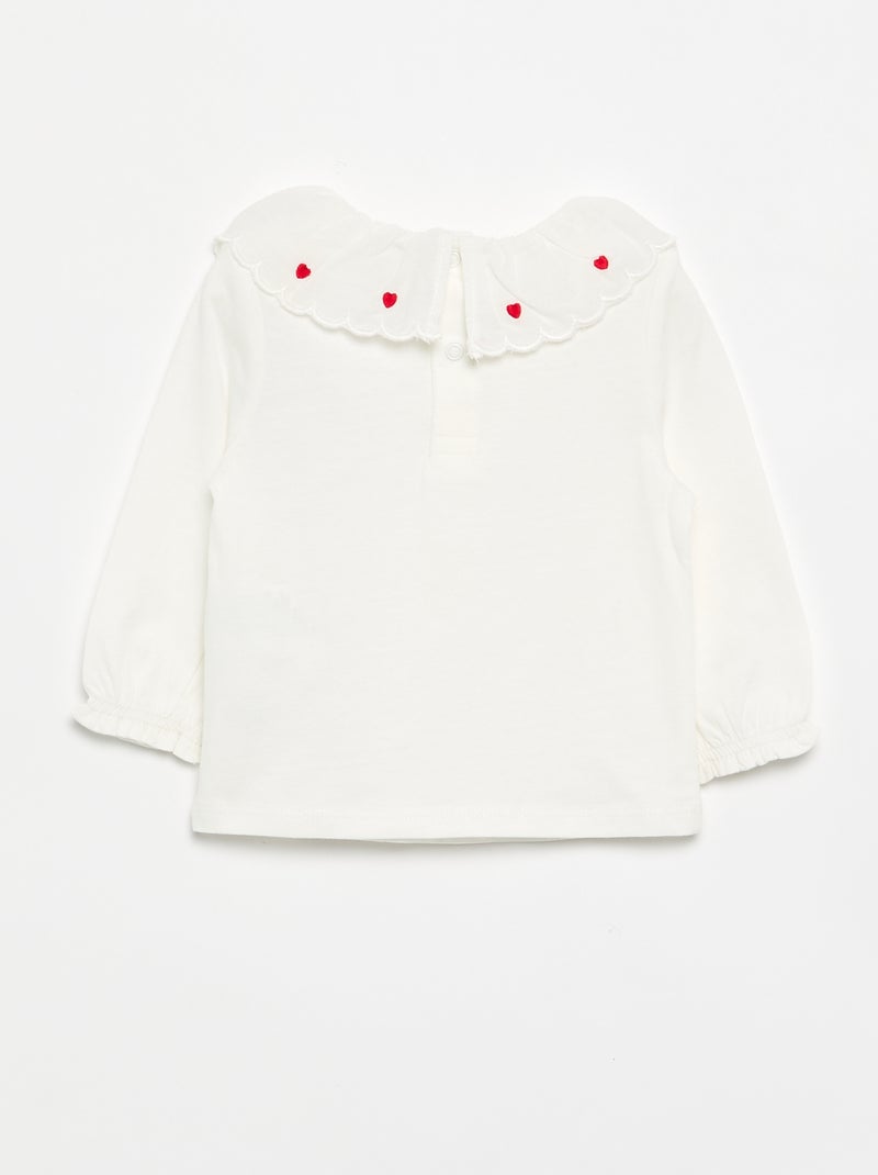T-shirt met Claudinekraag Wit - Kiabi