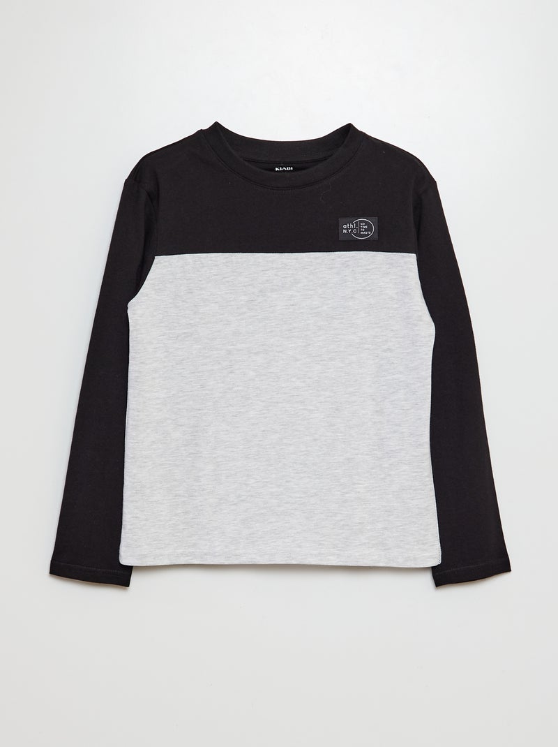 T-shirt met color block ZWART - Kiabi
