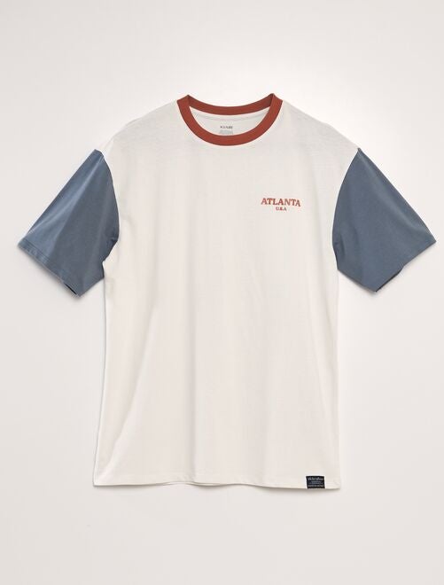 T-shirt met colorblock en ronde hals - Kiabi