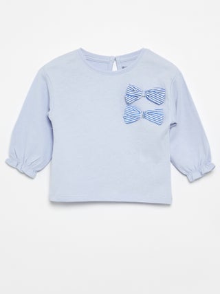 T-shirt met decoratieve strikjes en lange mouwen