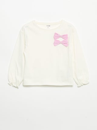 T-shirt met decoratieve strikjes en lange mouwen