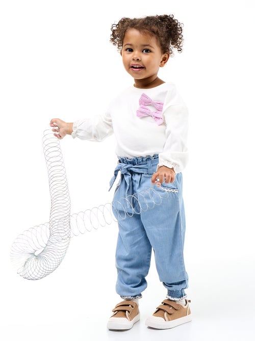 T-shirt met decoratieve strikjes en lange mouwen - Kiabi