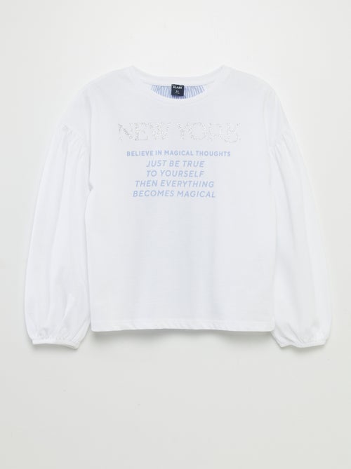 T-shirt met detail in poplin 'New York' - Kiabi