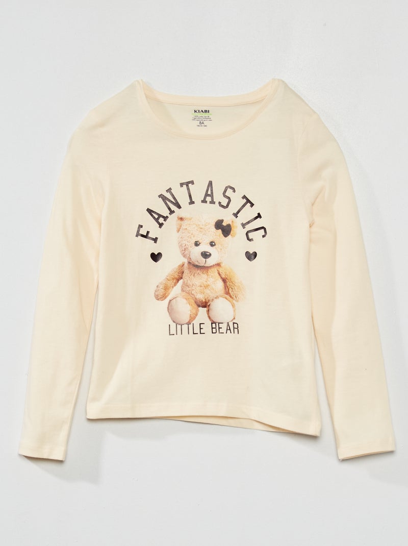 T-shirt met diertje BIEGE - Kiabi