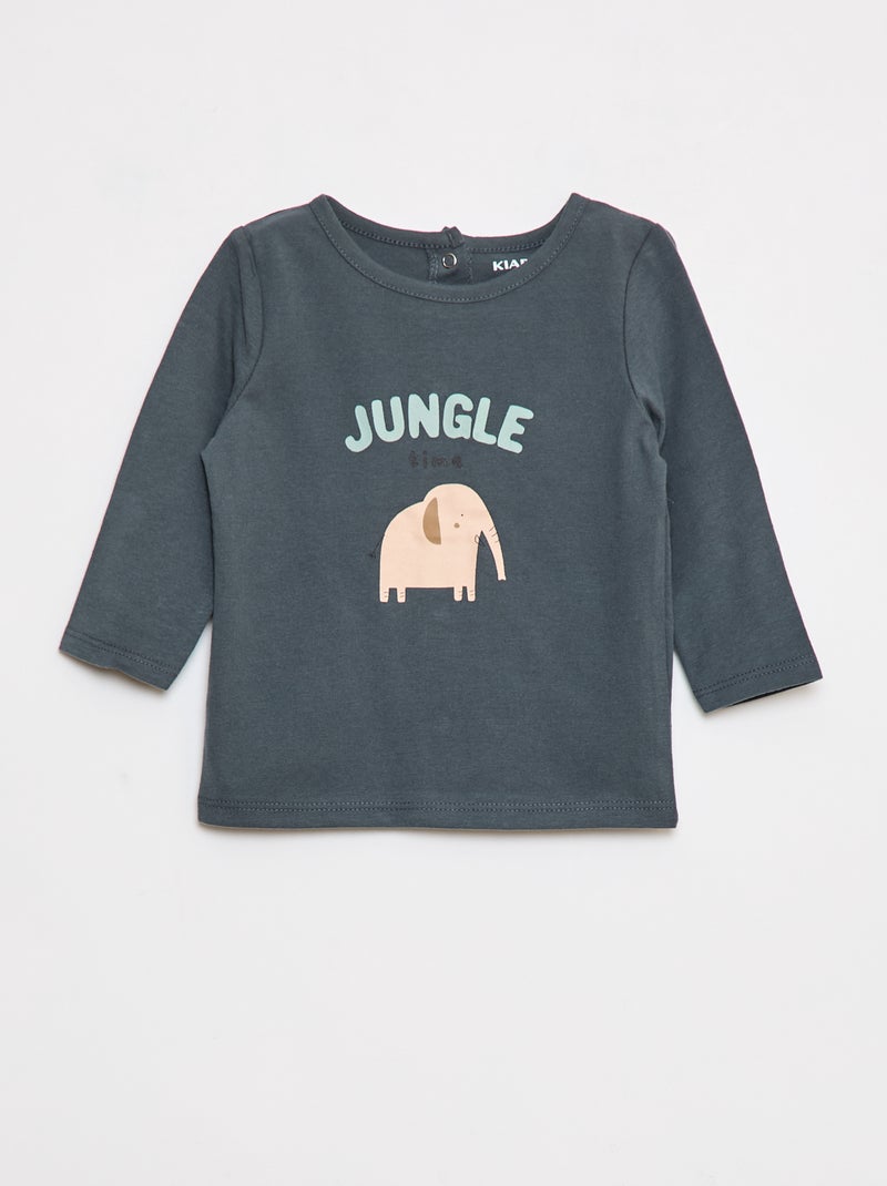 T-shirt met dinoprint Grijs - Kiabi