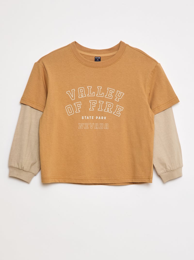 T-shirt met dubbele mouw Geel - Kiabi