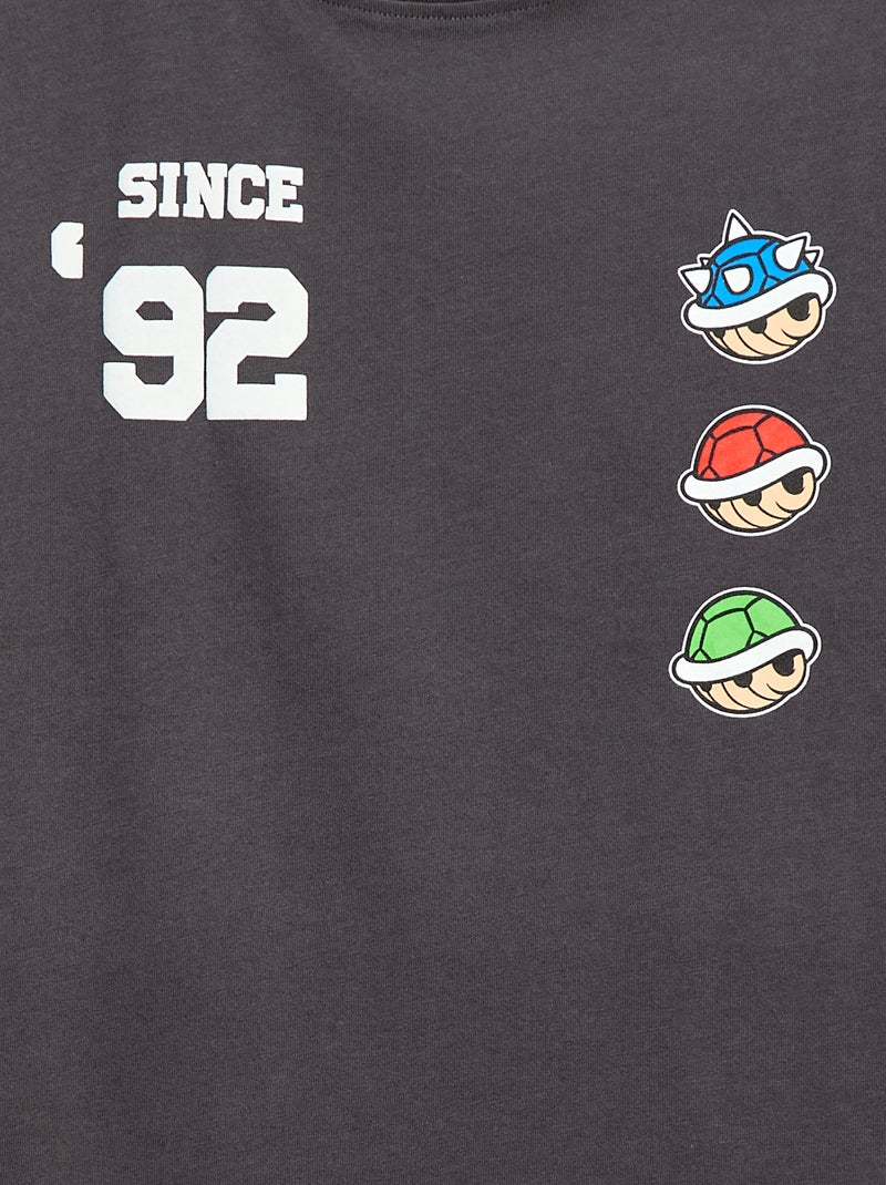 T-shirt met dubbele mouwen 'Mario' van katoen Zwart - Kiabi