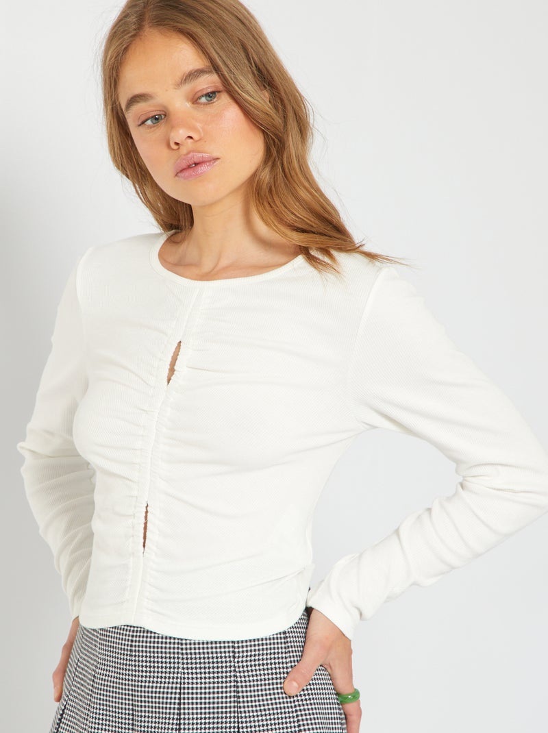 T-shirt met elastiek vooraan sneeuw wit - Kiabi