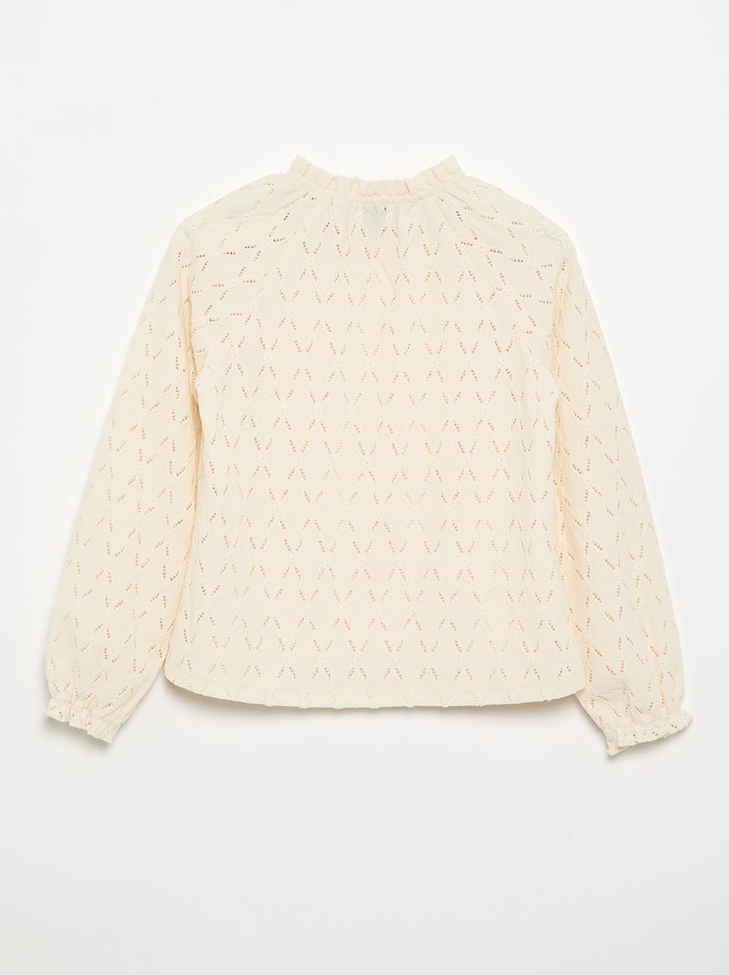 T-shirt met elastische kraag en raglanmouwen Wit - Kiabi