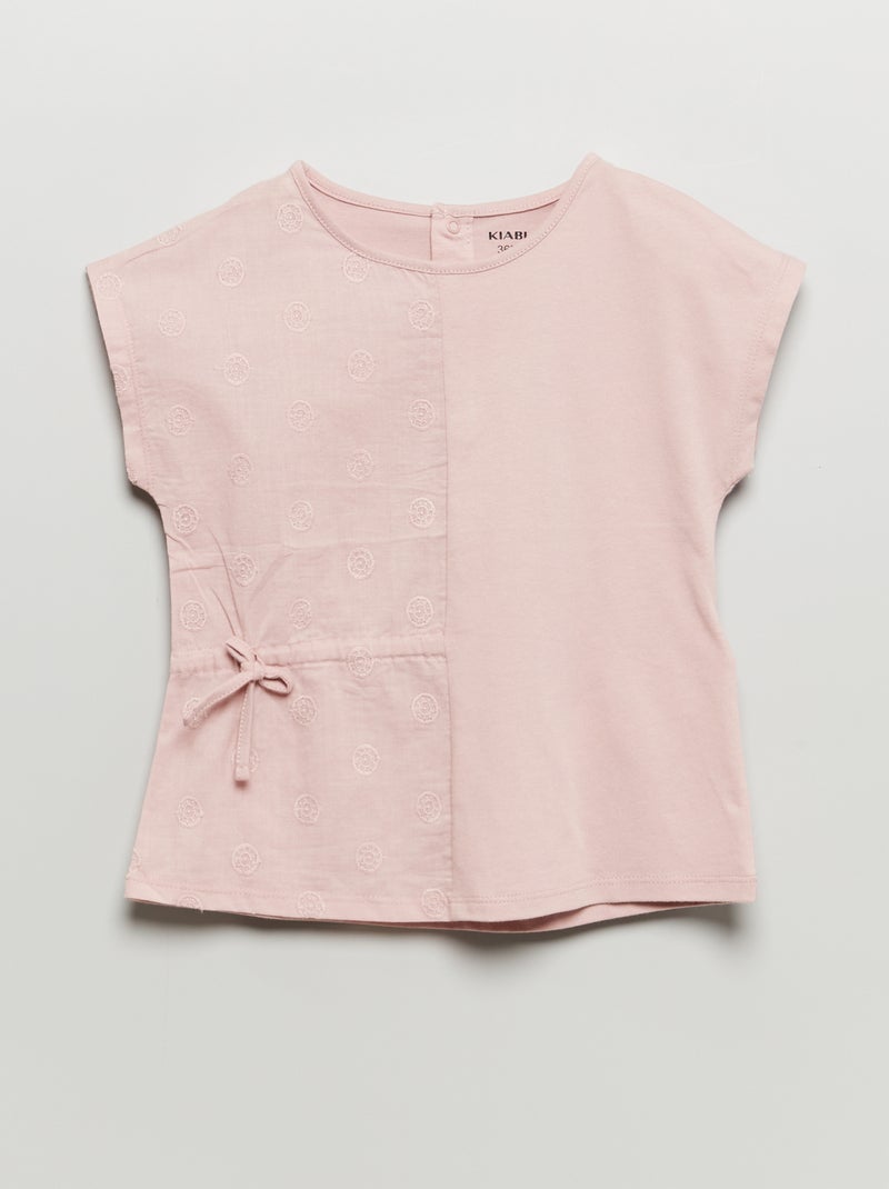 T-shirt met Engels kant PAARS - Kiabi