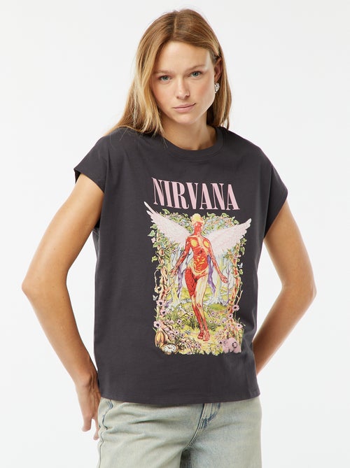 T-shirt met extra korte mouw 'Nirvana' - Kiabi
