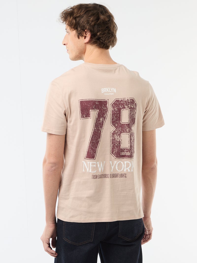 T-shirt met fantasieprint Biege - Kiabi