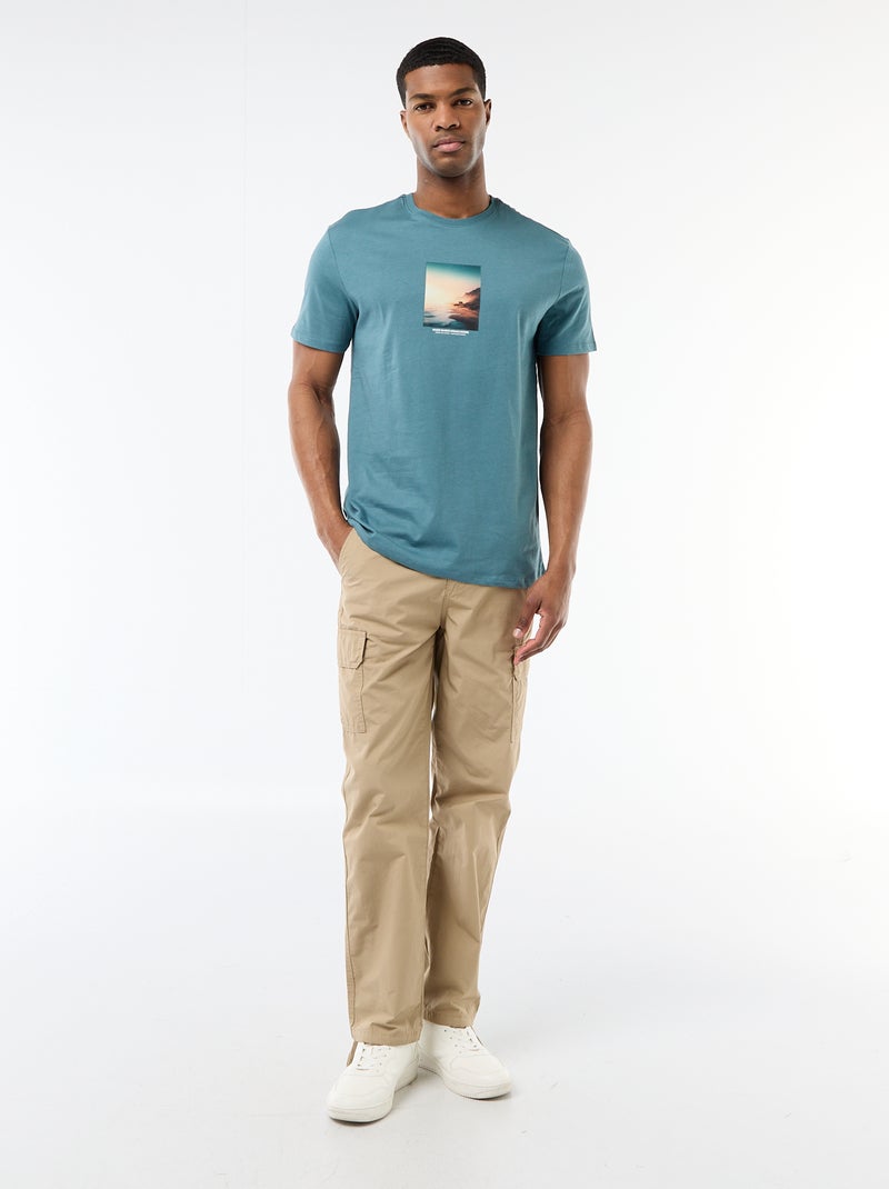 T-shirt met fantasieprint Blauw - Kiabi