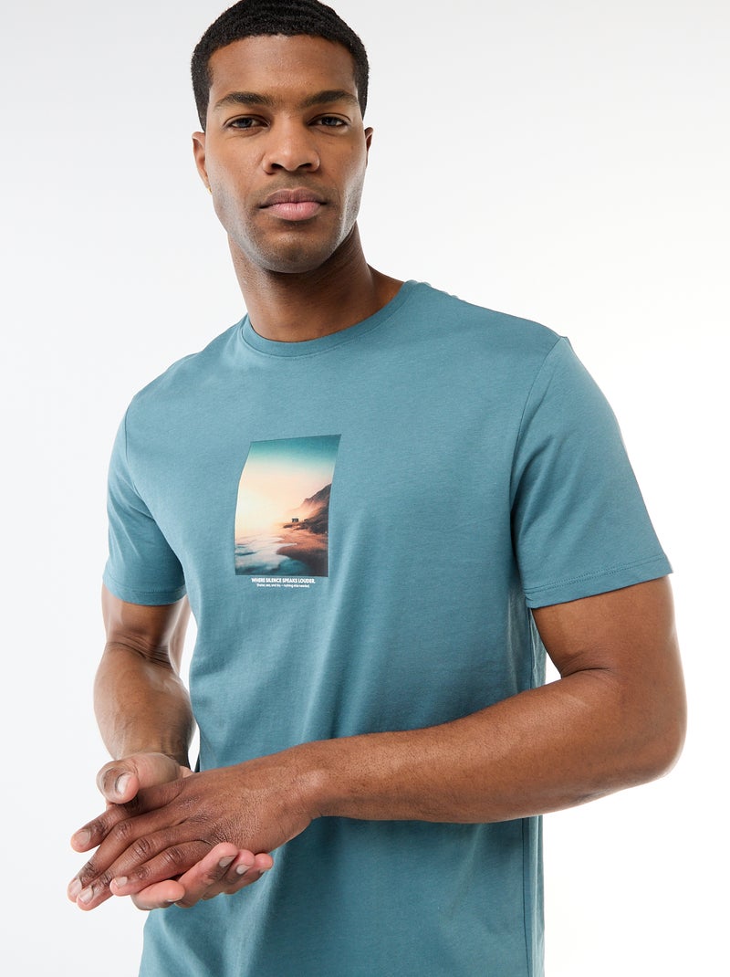 T-shirt met fantasieprint Blauw - Kiabi