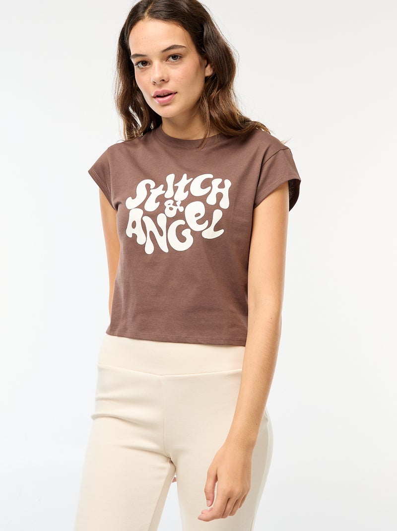 T-shirt met fantasieprint Bruin - Kiabi