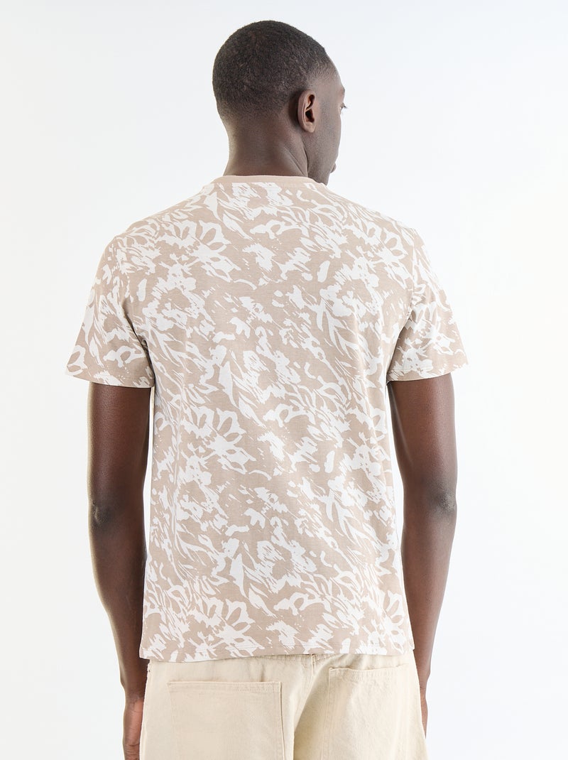 T-shirt met fantasieprint en korte mouwen Biege - Kiabi