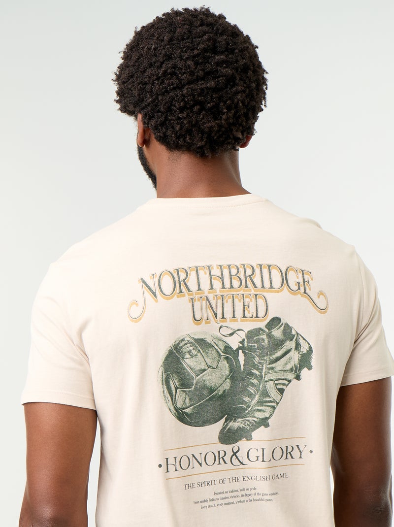T-shirt met fantasieprint en korte mouwen Biege - Kiabi