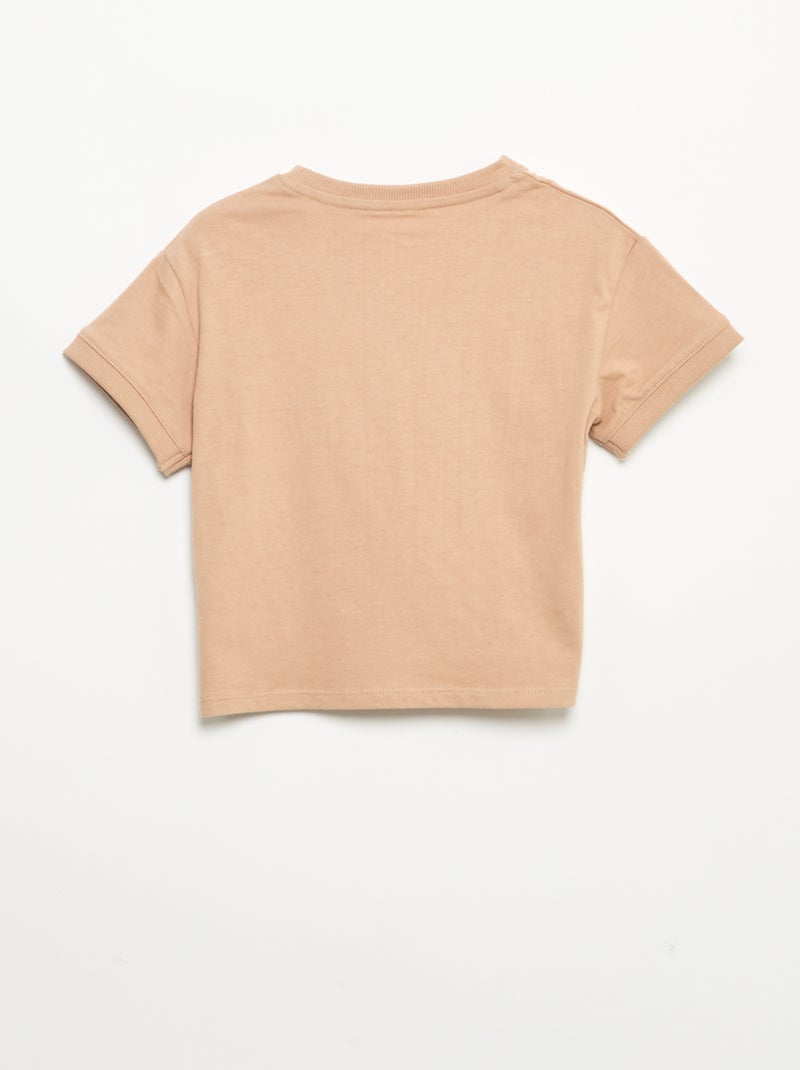 T-shirt met fantasieprint en korte mouwen Biege - Kiabi