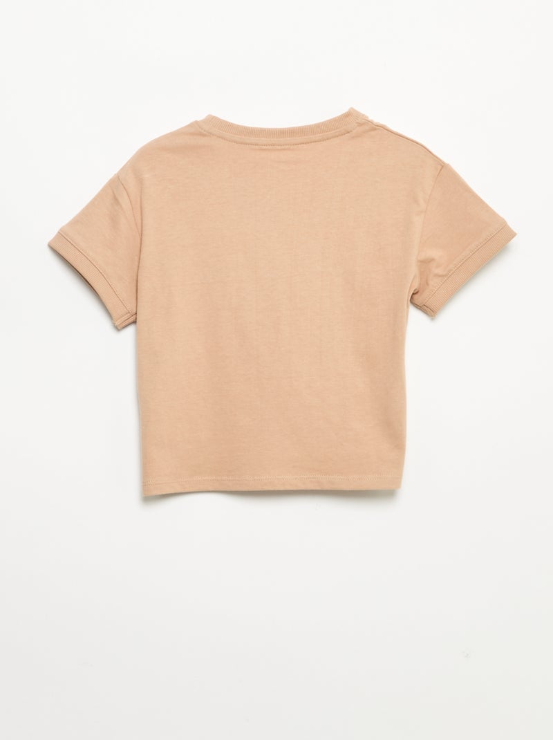 T-shirt met fantasieprint en korte mouwen Biege - Kiabi