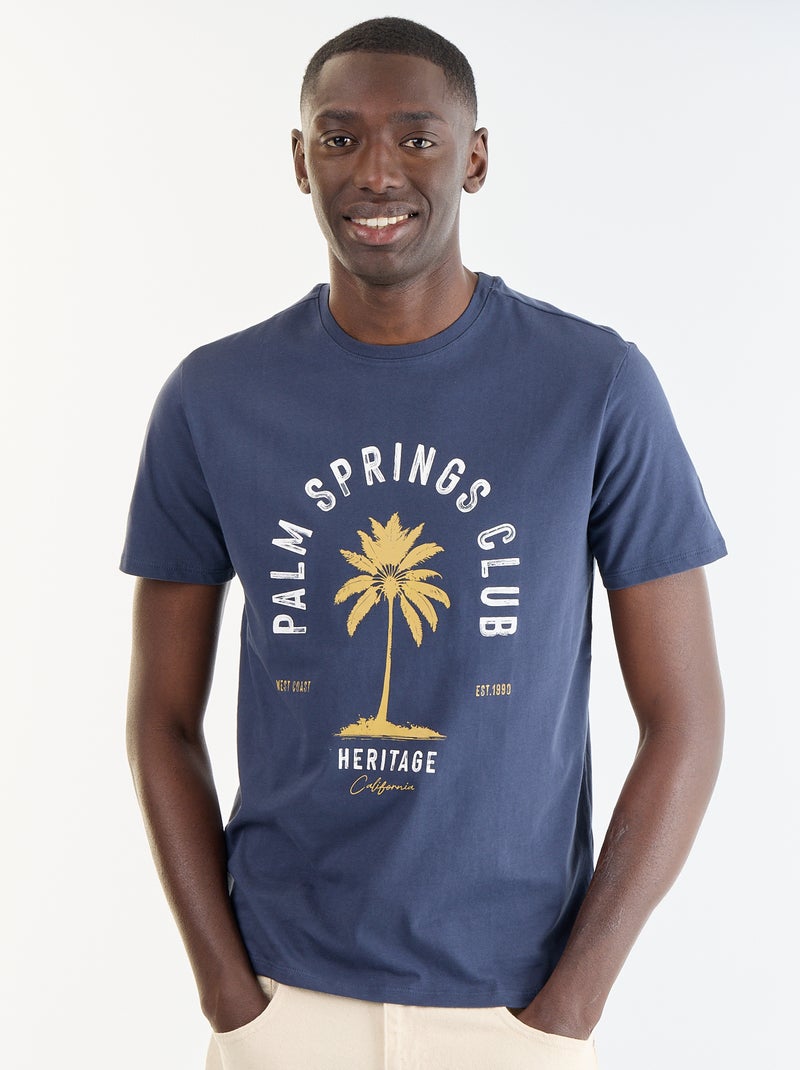 T-shirt met fantasieprint en korte mouwen Blauw - Kiabi