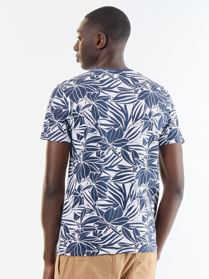 T-shirt met fantasieprint en korte mouwen Blauw - Kiabi
