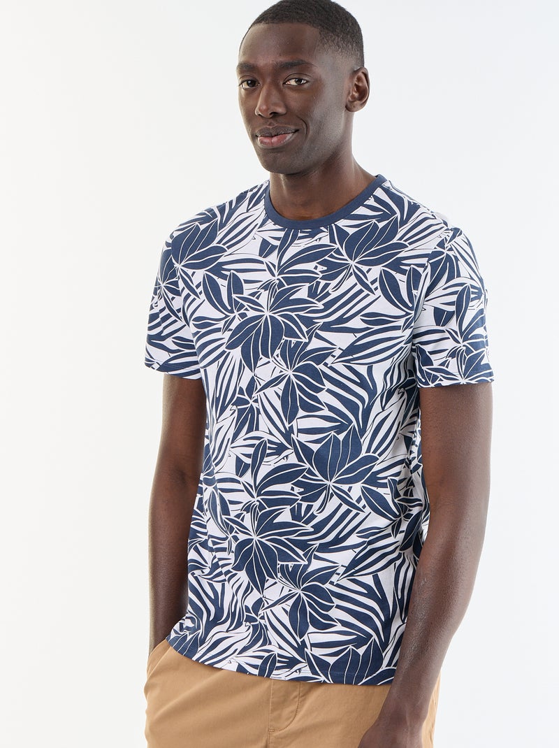 T-shirt met fantasieprint en korte mouwen Blauw - Kiabi