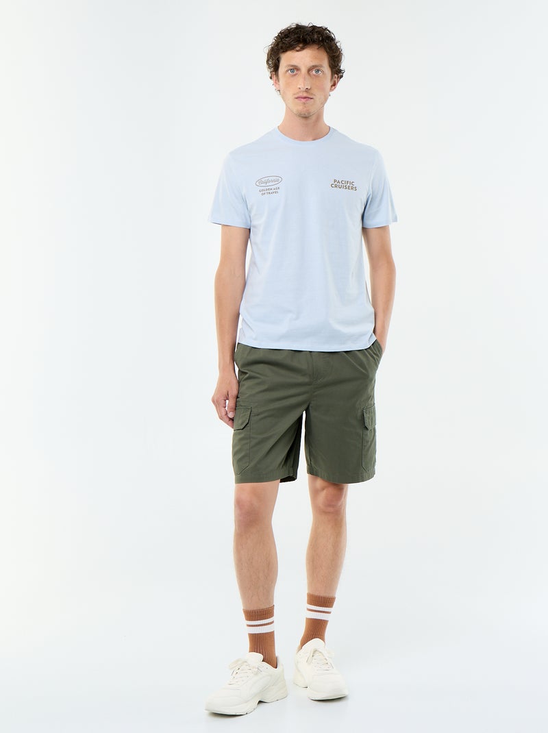 T-shirt met fantasieprint en korte mouwen Blauw - Kiabi