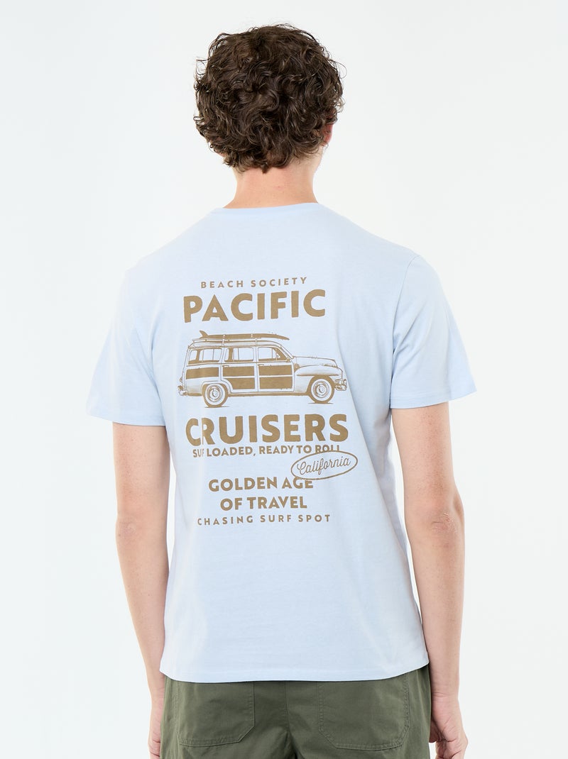 T-shirt met fantasieprint en korte mouwen Blauw - Kiabi