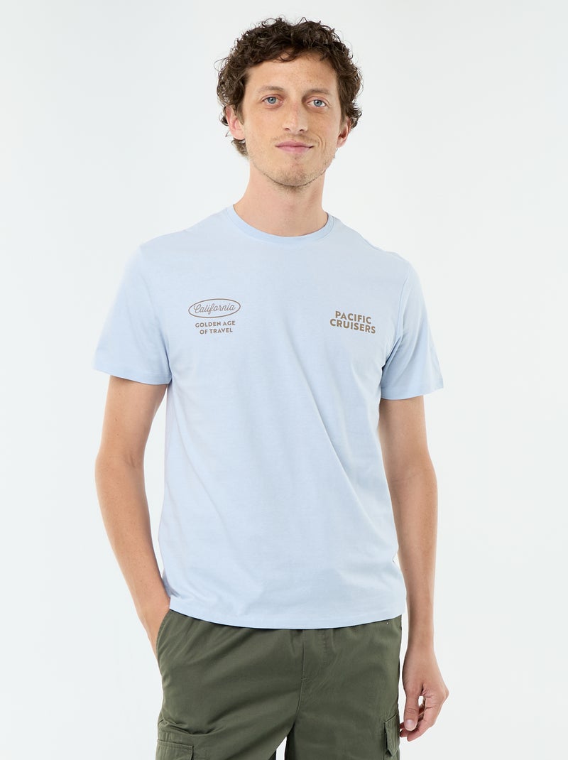 T-shirt met fantasieprint en korte mouwen Blauw - Kiabi