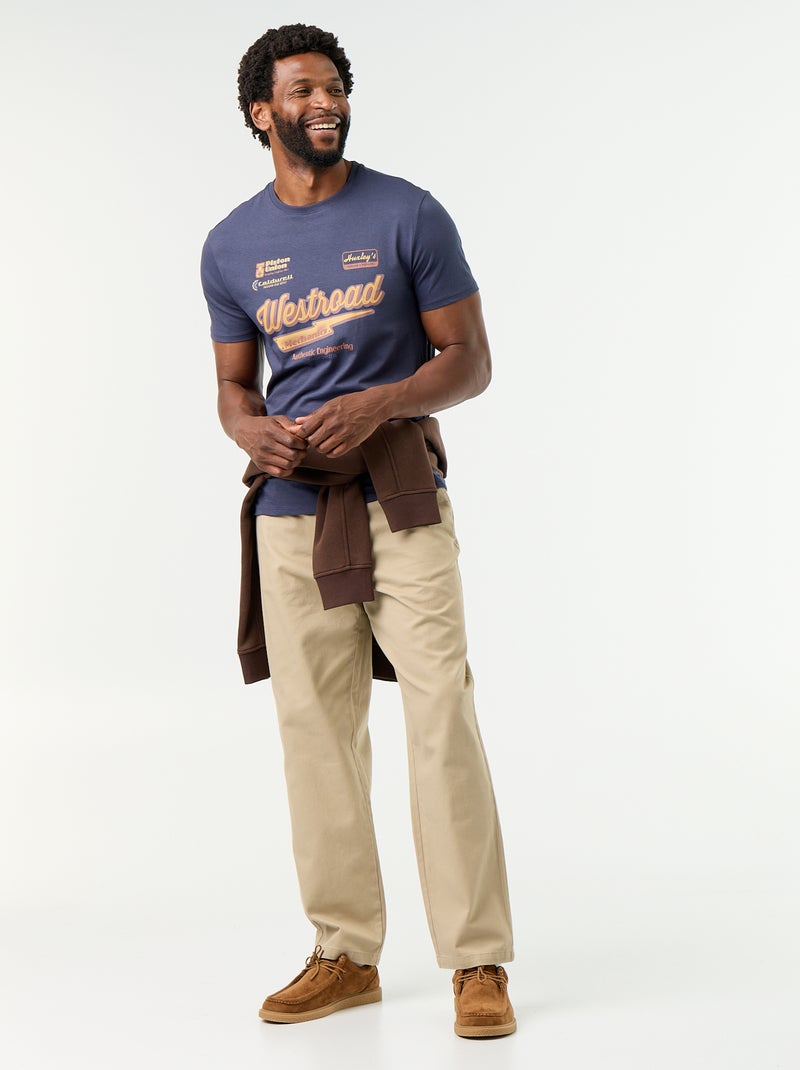 T-shirt met fantasieprint en korte mouwen Blauw - Kiabi