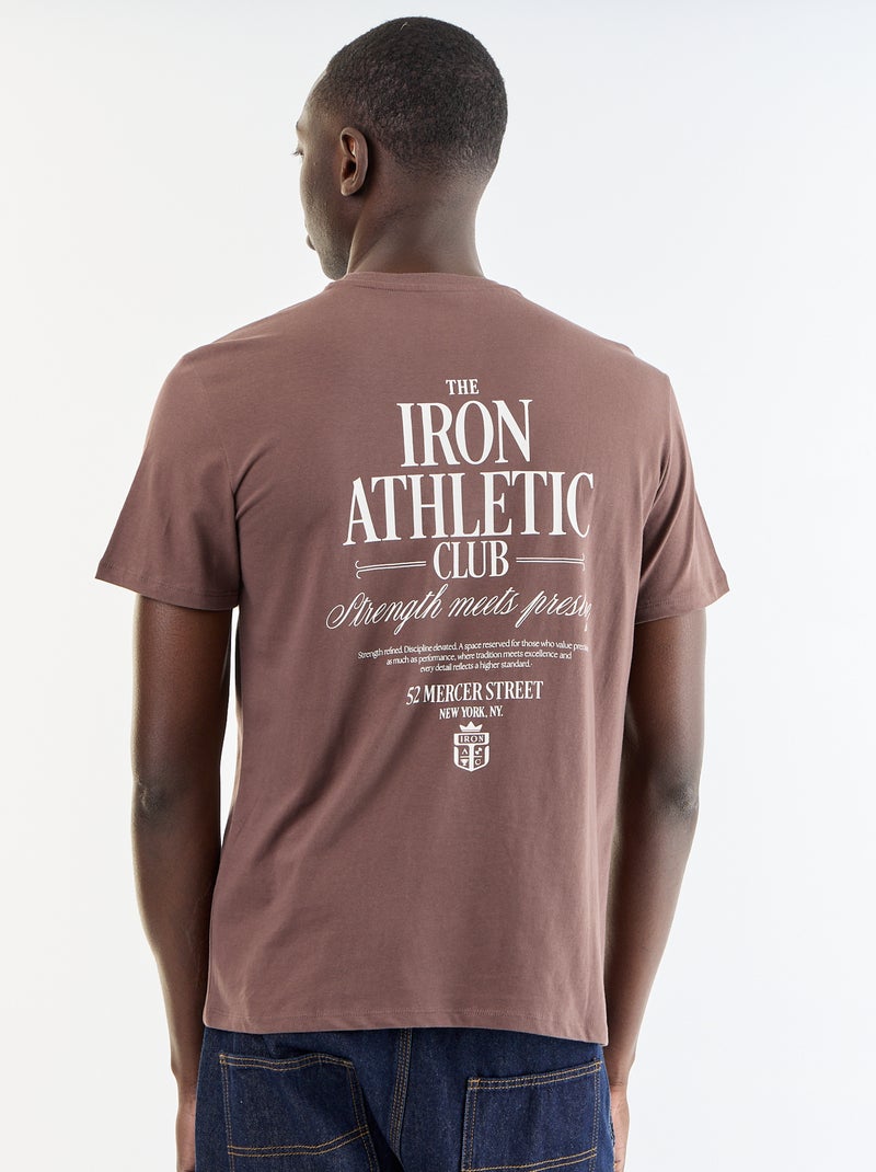 T-shirt met fantasieprint en korte mouwen Bruin - Kiabi