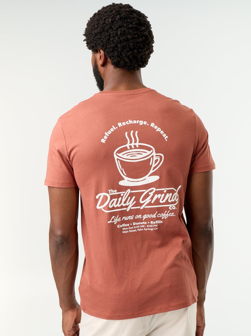 T-shirt met fantasieprint en korte mouwen Bruin - Kiabi