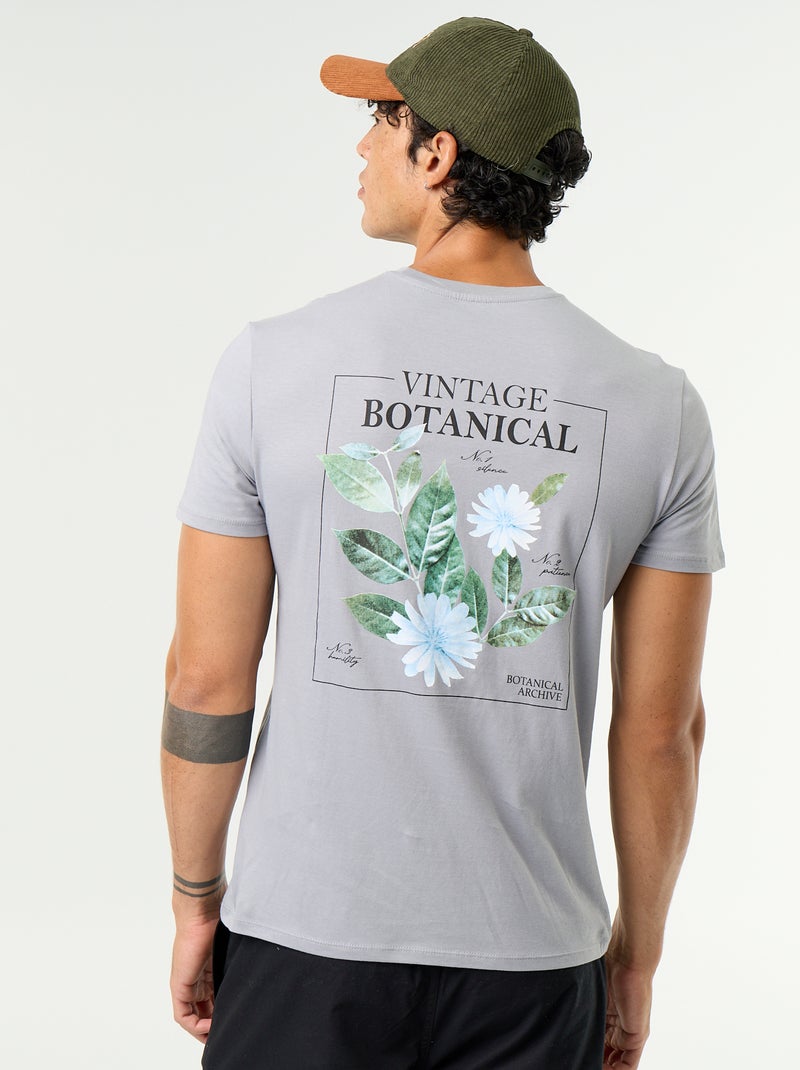T-shirt met fantasieprint en korte mouwen Grijs - Kiabi