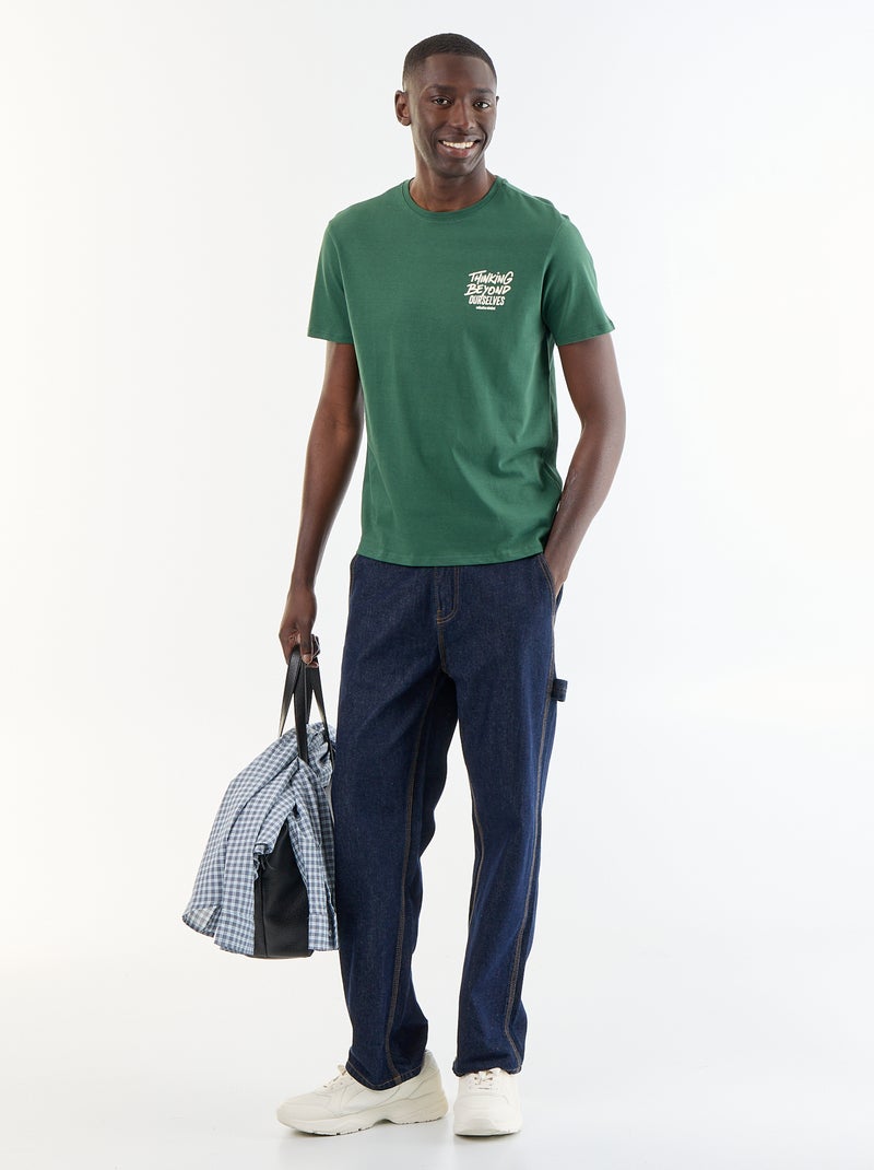 T-shirt met fantasieprint en korte mouwen Groen - Kiabi